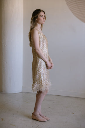 1960s ostrich sequin cocktai dress