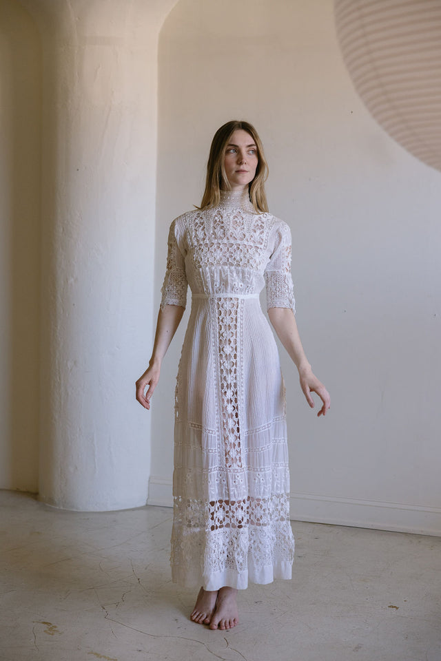 1900s lace cotton lawn gown