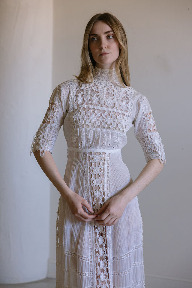 1900s lace cotton lawn gown