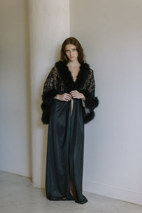 1960s marabou and lace robe