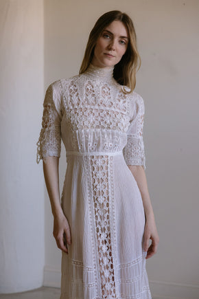 1900s lace cotton lawn gown