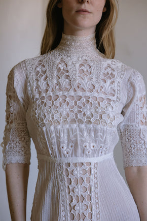 1900s lace cotton lawn gown