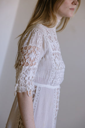 1900s lace cotton lawn gown