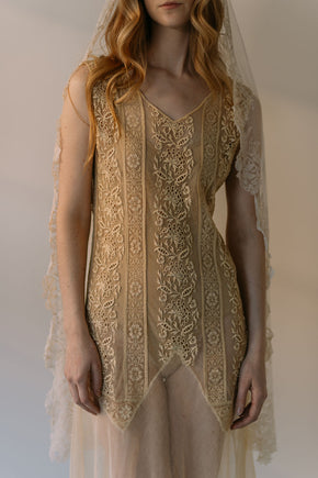 1920s embroidered net gown