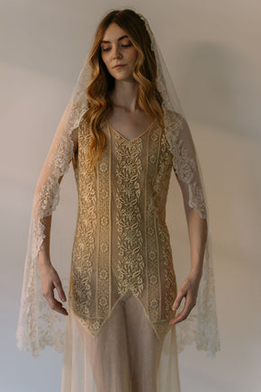 1920s embroidered net gown