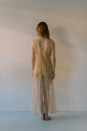 1920s embroidered net gown