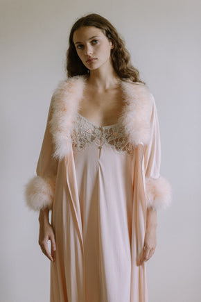 Vintage 1960s Lucie Ann Marabou robe set
