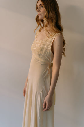 1930s bias cut Yellow embrodiered silk nightgown, France