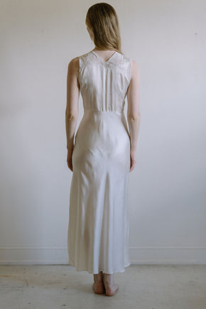 1930s French ivory silk lace nightgown
