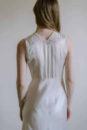 1930s French ivory silk lace nightgown