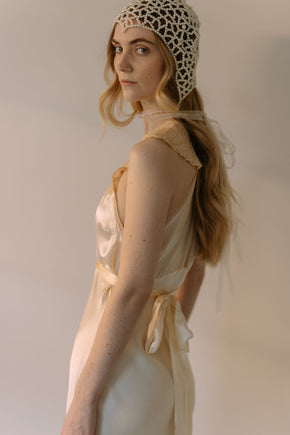 1930s bias cut cream silk lace trousseau gown