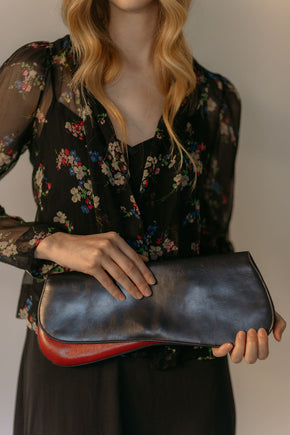 French 1940s modernist sculptural colorblock clutch