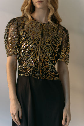 1930s gold sequin evening blouse