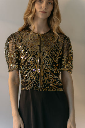 1930s gold sequin evening blouse