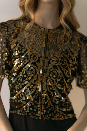 1930s gold sequin evening blouse