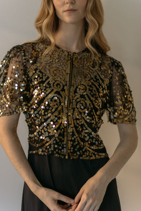 1930s gold sequin evening blouse