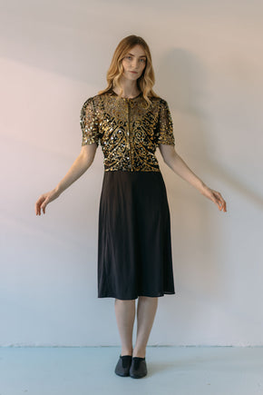 1930s gold sequin evening blouse
