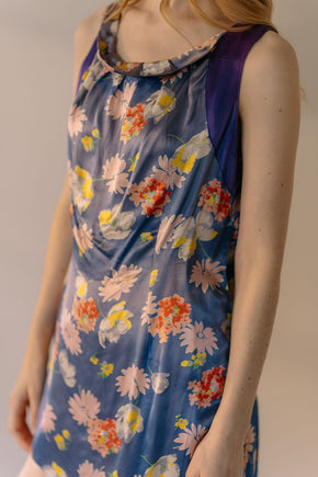 1930s G. Adida Paris floral satin beach blouse France