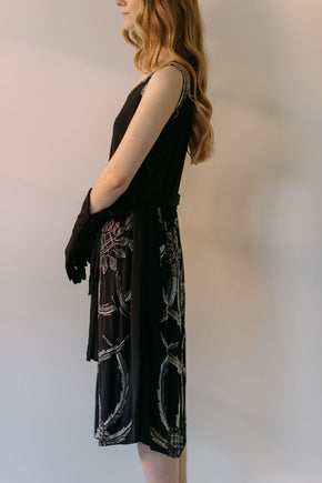 Rare 1920s silk crepe heavily beaded flapper dress, France