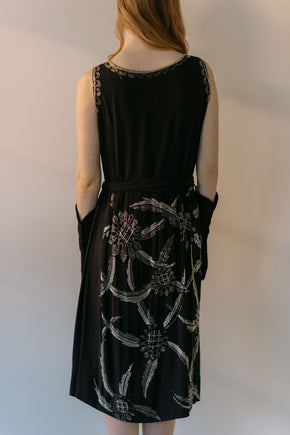 Rare 1920s silk crepe heavily beaded flapper dress, France