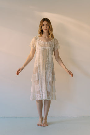 antique 1920s embroidered net lace dress