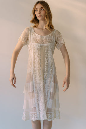 antique 1920s embroidered net lace dress