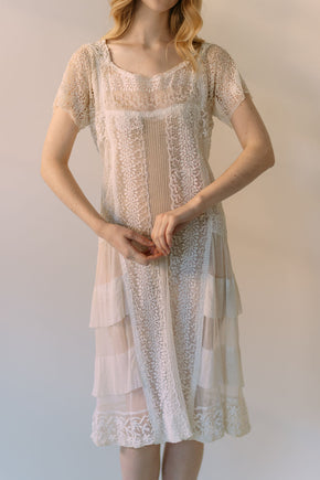antique 1920s embroidered net lace dress