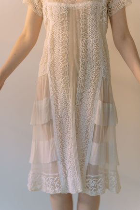 antique 1920s embroidered net lace dress