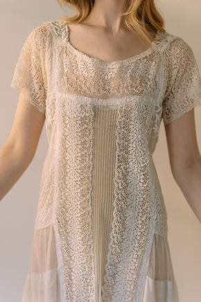 antique 1920s embroidered net lace dress