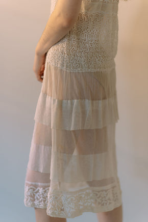 antique 1920s embroidered net lace dress
