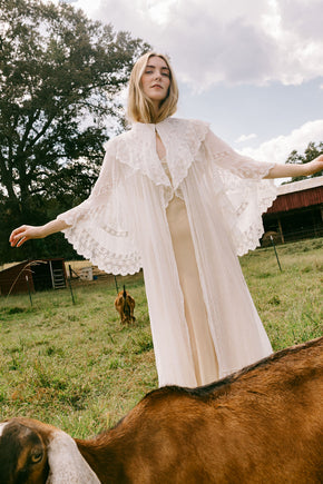 1900s swiss dot angel sleeve lace robe