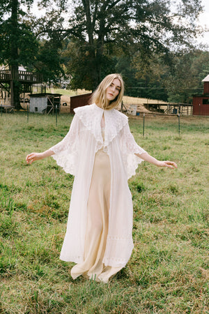 1900s swiss dot angel sleeve lace robe