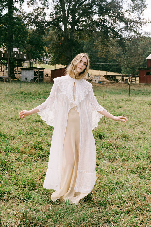 1900s swiss dot angel sleeve lace robe
