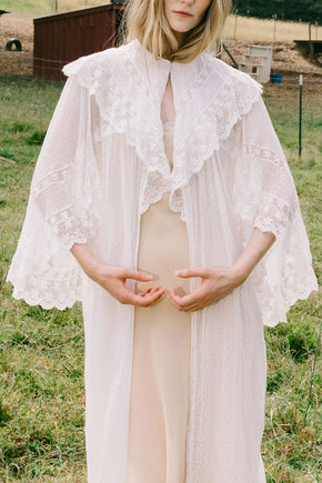 1900s swiss dot angel sleeve lace robe