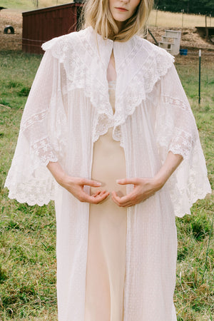 1900s swiss dot angel sleeve lace robe