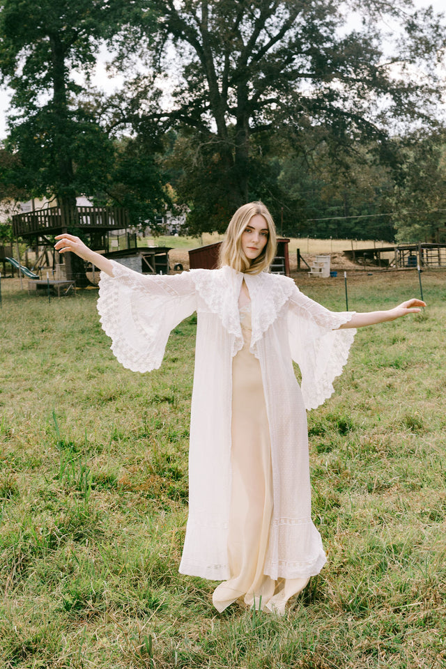 1900s swiss dot angel sleeve lace robe