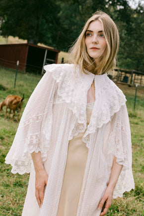 1900s swiss dot angel sleeve lace robe