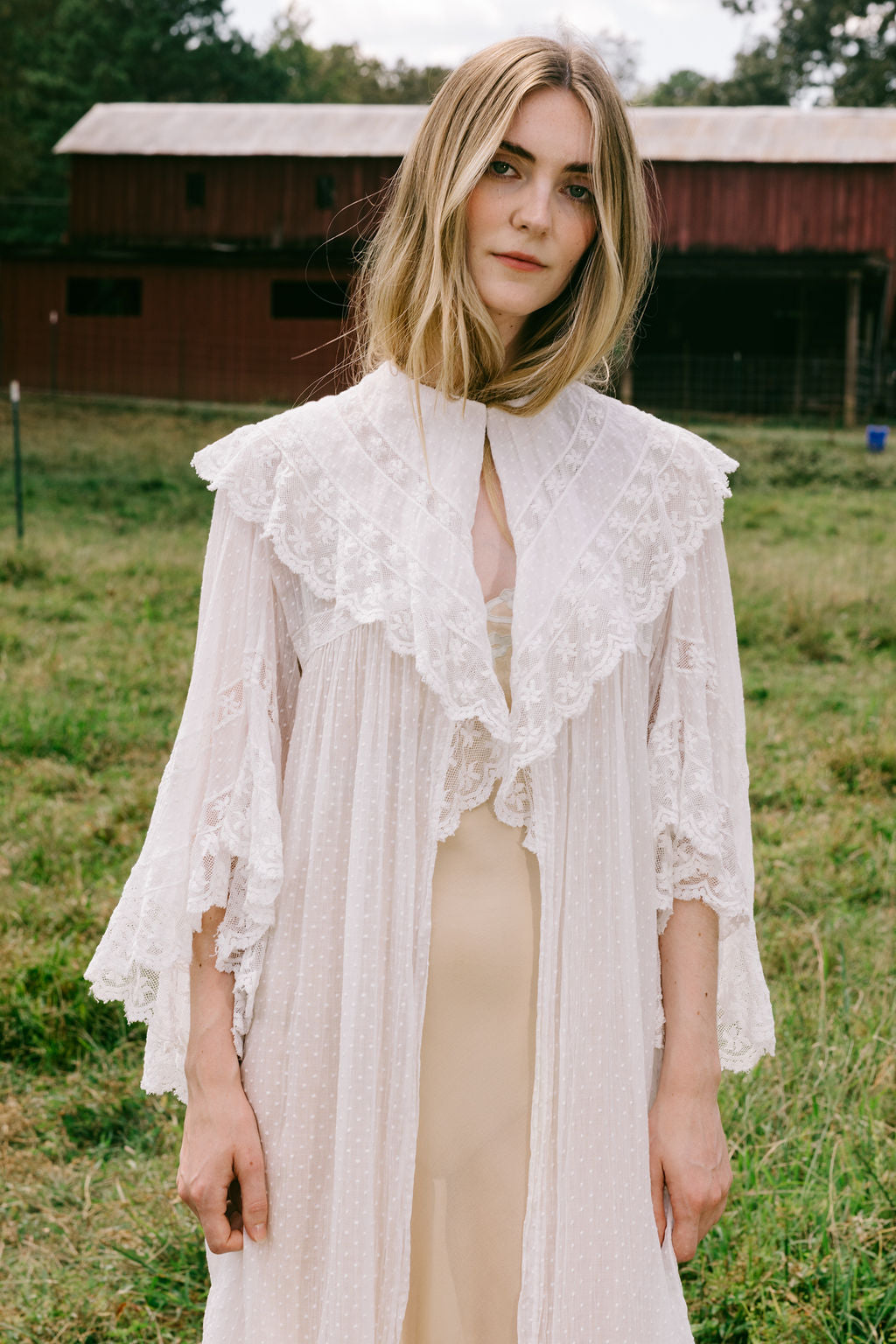 1900s swiss dot angel sleeve lace robe