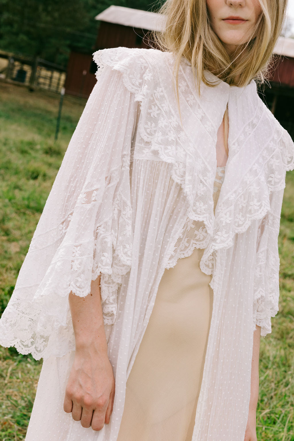 1900s swiss dot angel sleeve lace robe