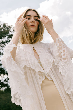 1900s swiss dot angel sleeve lace robe
