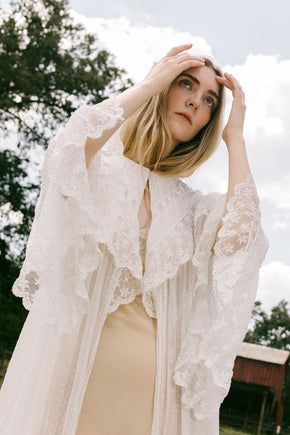 1900s swiss dot angel sleeve lace robe