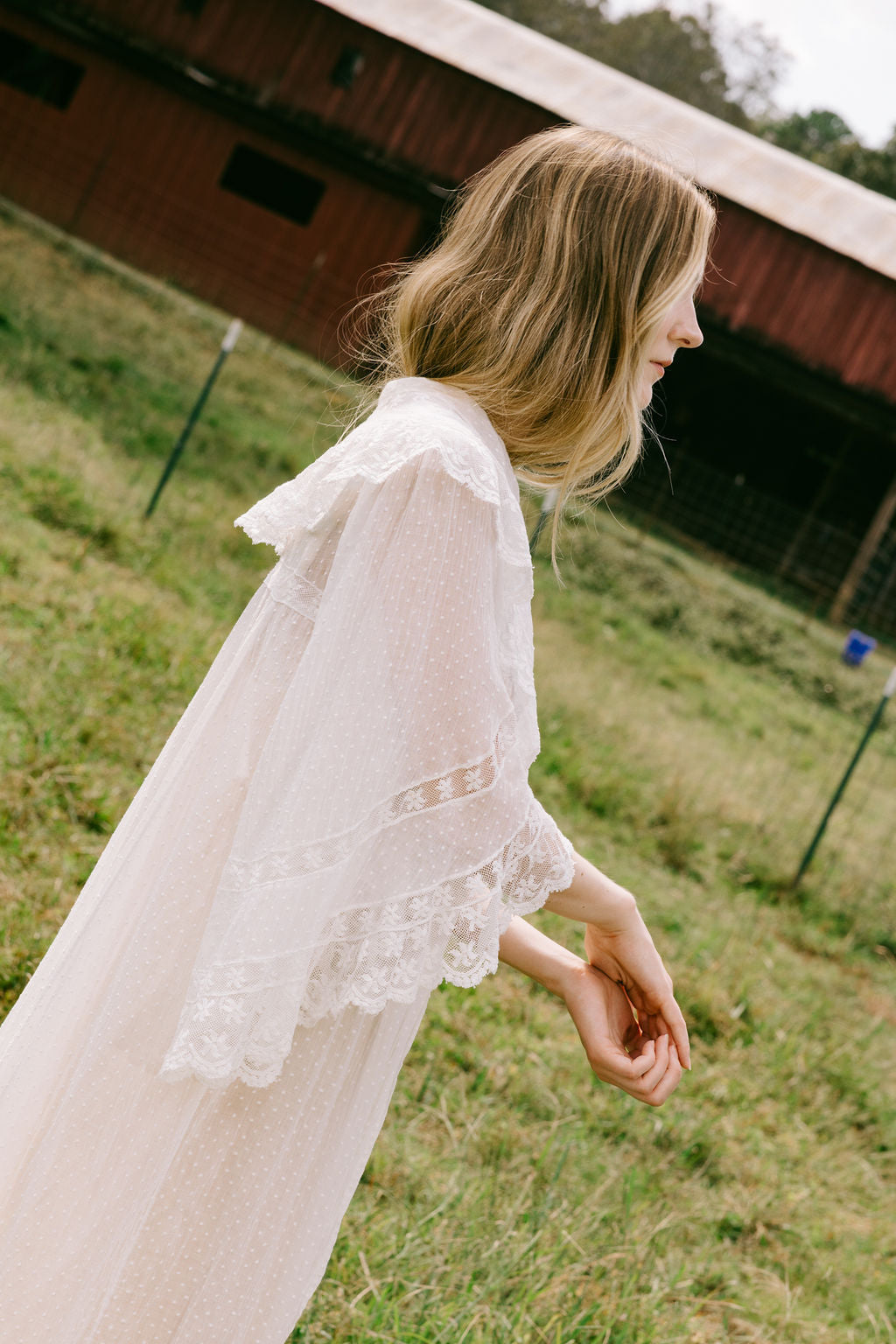 1900s swiss dot angel sleeve lace robe