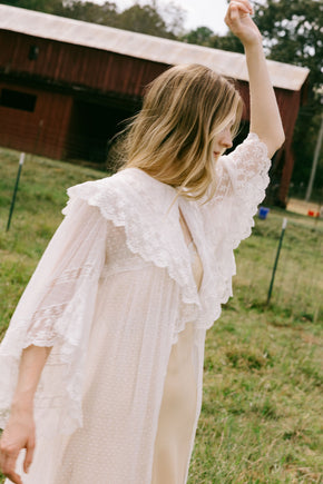 1900s swiss dot angel sleeve lace robe