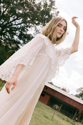 1900s swiss dot angel sleeve lace robe