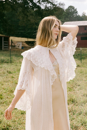 1900s swiss dot angel sleeve lace robe
