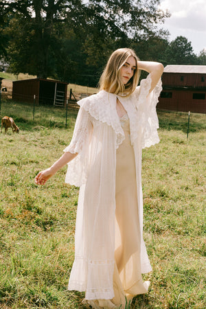 1900s swiss dot angel sleeve lace robe