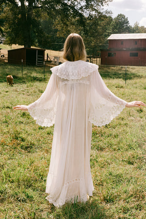 1900s swiss dot angel sleeve lace robe
