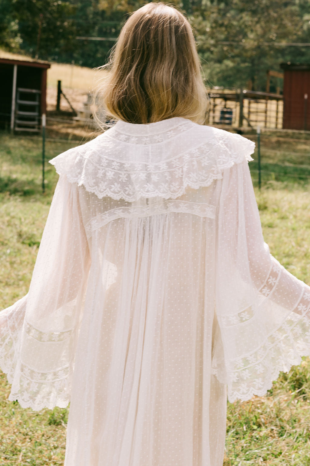 1900s swiss dot angel sleeve lace robe