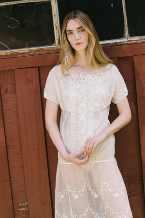 1920s embroiered net filet lace dress