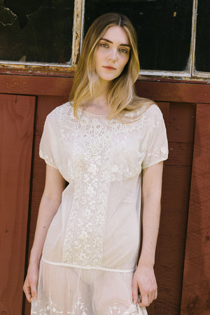 1920s embroiered net filet lace dress
